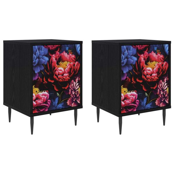 Nachttisch KIEL 2 stk. Schwarz Eichen-Optik 36 x 33 x 51 cm