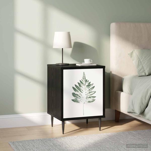 ARDEBO.de - Nachttisch HANAU 2 stk. Schwarz Eichen-Optik 36 x 33 x 51 cm