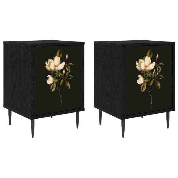 Nachttisch BREMEN 2 stk. Schwarz Eichen-Optik 36 x 33 x 51 cm