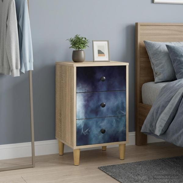 ARDEBO.de - Nachttisch RAALTE Sonoma-Eiche 36 x 33 x 60 cm Holzwerkstoff