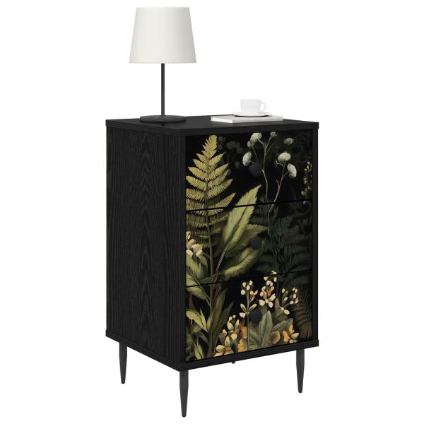 Nachttisch RHENEN Schwarz Eichen-Optik 36 x 33 x 61 cm