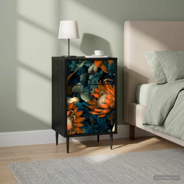 ARDEBO.de - Nachttisch LOCHEM 2 stk. Schwarz Eichen-Optik 36 x 33 x 61 cm
