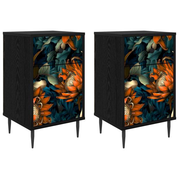 Nachttisch LOCHEM 2 stk. Schwarz Eichen-Optik 36 x 33 x 61 cm