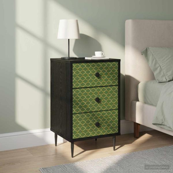 ARDEBO.de - Nachttisch GELEEN 2 stk. Schwarz Eichen-Optik 36 x 33 x 61 cm