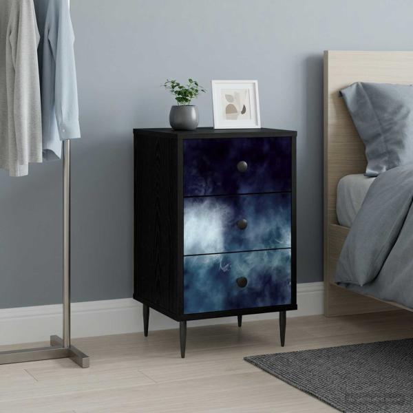 ARDEBO.de - Nachttisch RAALTE Schwarz Eichen-Optik 36 x 33 x 61 cm
