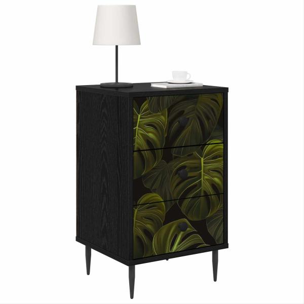 Nachttisch ELBURG Schwarz Eichen-Optik 36 x 33 x 61 cm