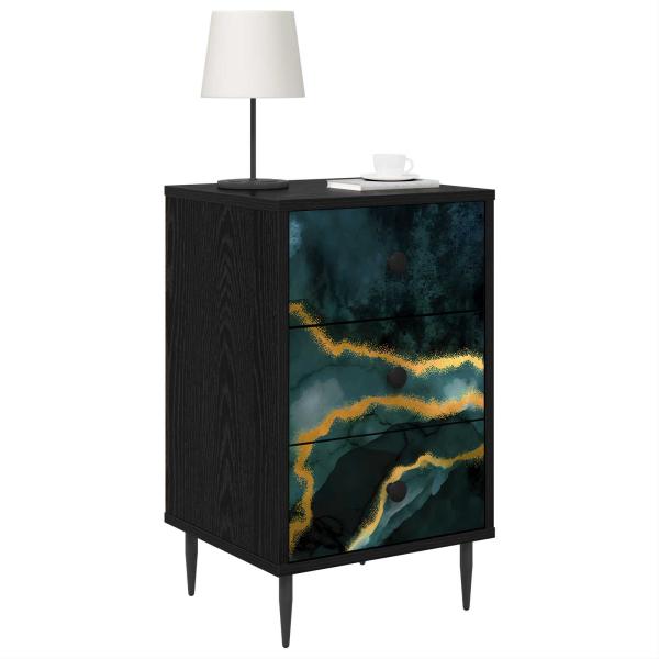 Nachttisch WIJHE 2 stk. Schwarz Eichen-Optik 36 x 33 x 61 cm