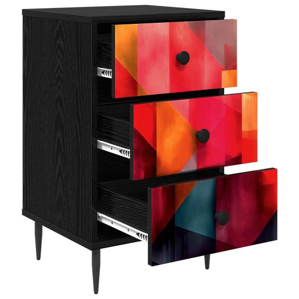 Nachttisch HEESCH Schwarz Eichen-Optik 36 x 33 x 61 cm