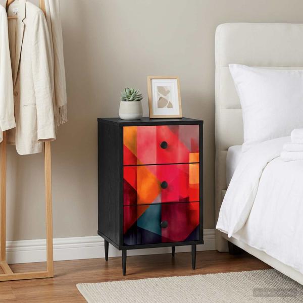 ARDEBO.de - Nachttisch HEESCH 2 stk. Schwarz Eichen-Optik 36 x 33 x 61 cm