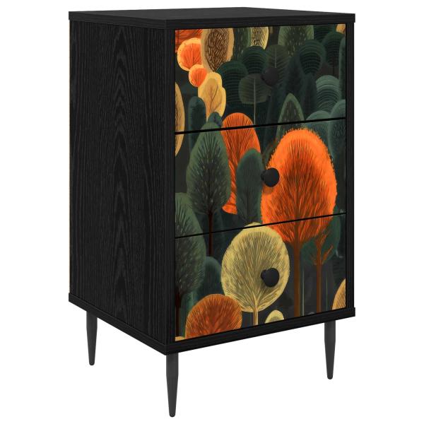 Nachttisch ZAANDAM Schwarz Eichen-Optik 36 x 33 x 61 cm