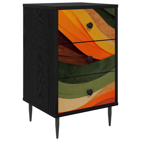 Nachttisch BONN Schwarz Eichen-Optik 36 x 33 x 61 cm