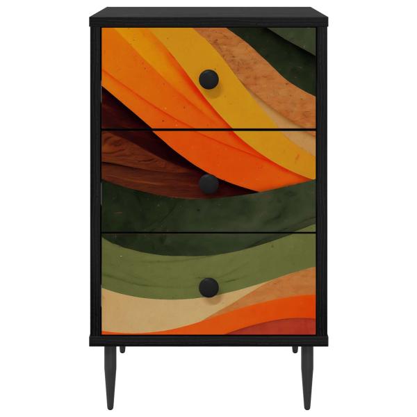 Nachttisch BONN Schwarz Eichen-Optik 36 x 33 x 61 cm