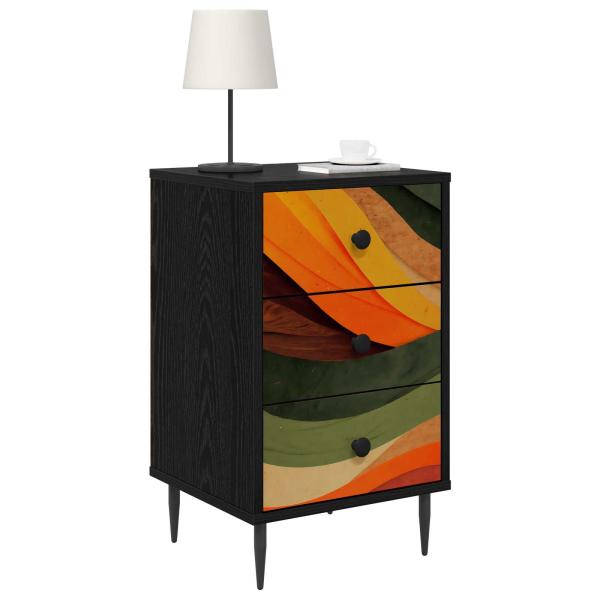 Nachttisch BONN 2 stk. Schwarz Eichen-Optik 36 x 33 x 61 cm