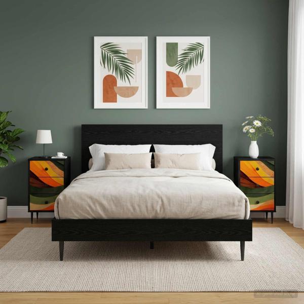 Nachttisch BONN 2 stk. Schwarz Eichen-Optik 36 x 33 x 61 cm