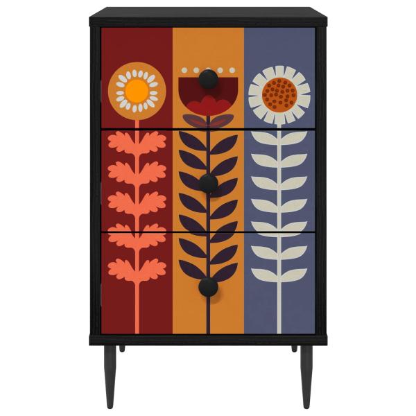 Nachttisch ESSEN Schwarz Eichen-Optik 36 x 33 x 61 cm