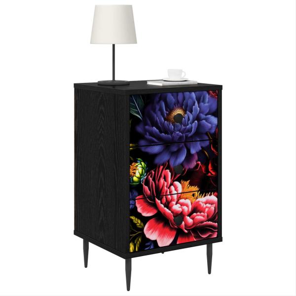 Nachttisch KIEL 2 stk. Schwarz Eichen-Optik 36 x 33 x 61 cm