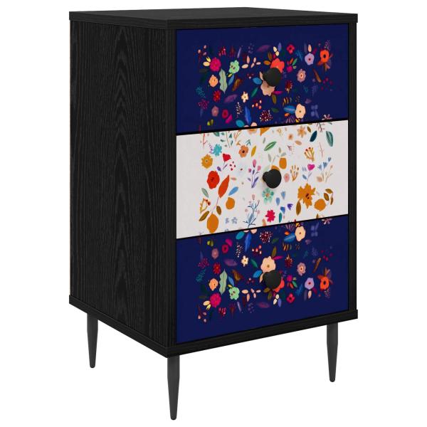 Nachttisch MAINZ Schwarz Eichen-Optik 36 x 33 x 61 cm