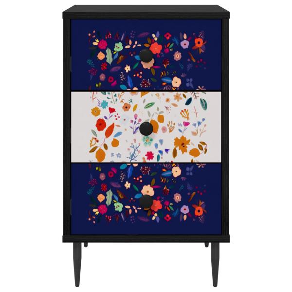 Nachttisch MAINZ Schwarz Eichen-Optik 36 x 33 x 61 cm