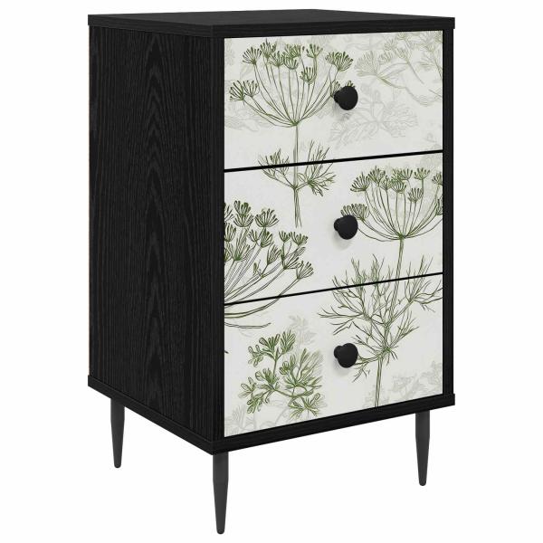 Nachttisch GOTHA Schwarz Eichen-Optik 36 x 33 x 61 cm