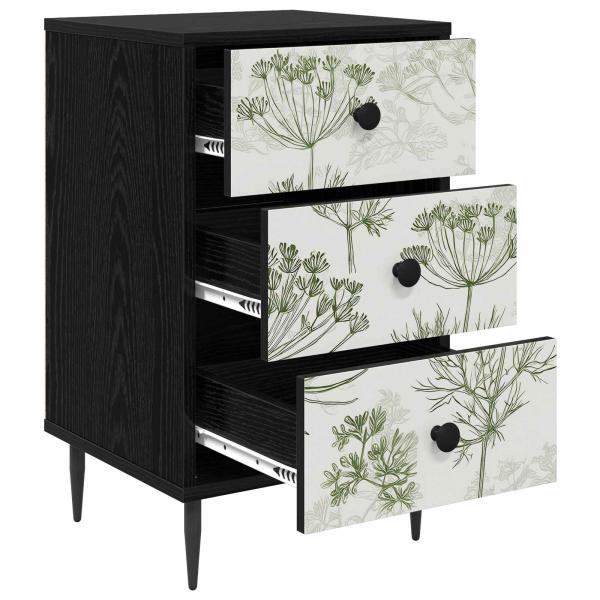 Nachttisch GOTHA Schwarz Eichen-Optik 36 x 33 x 61 cm