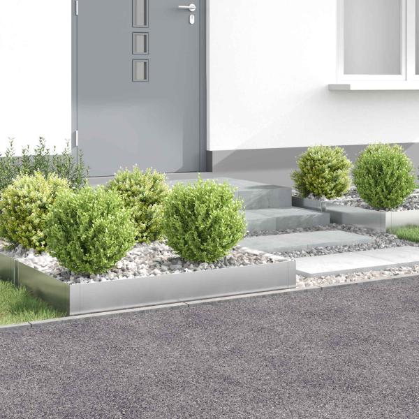 ARDEBO.de - Raseneinfassung 4 stk. 100 x 60 x 20 cm Stahl Silber