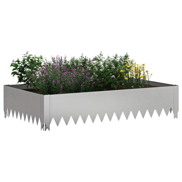 Raseneinfassung 4 stk. 100 x 60 x 20 cm Stahl Silber