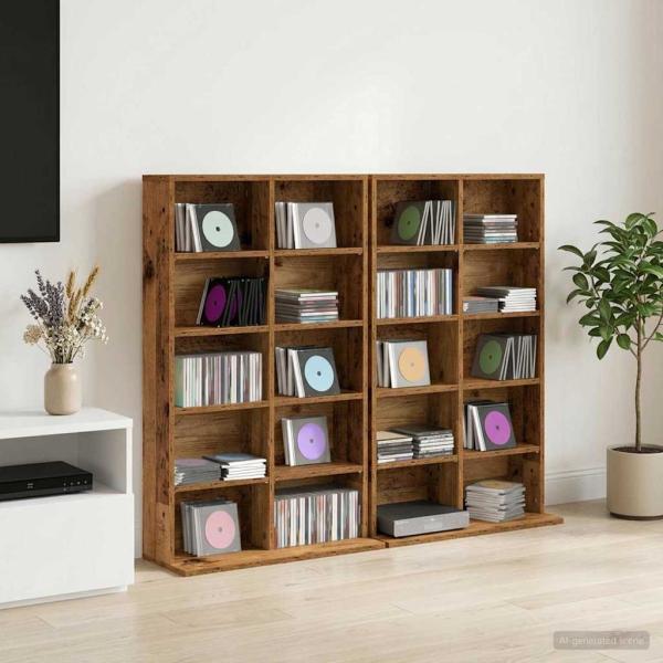 ARDEBO.de - CD Regal 2 Stk. Altholz 65 x 23,5 x 97,5 cm Holzwerkstoff