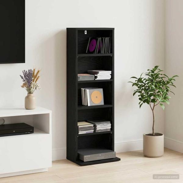 ARDEBO.de - CD Regal Schwarze Eiche 33 x 23,5 x 97,5 cm Holzwerkstoff