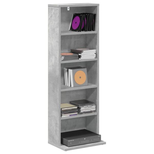 CD Regal Betongrau 33 x 23,5 x 97,5 cm Holzwerkstoff