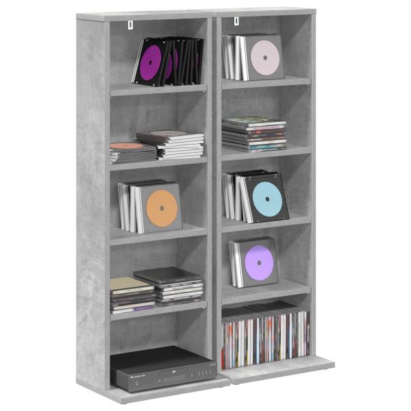 CD Regal 2 Stk. Betongrau 33 x 23,5 x 97,5 cm Holzwerkstoff
