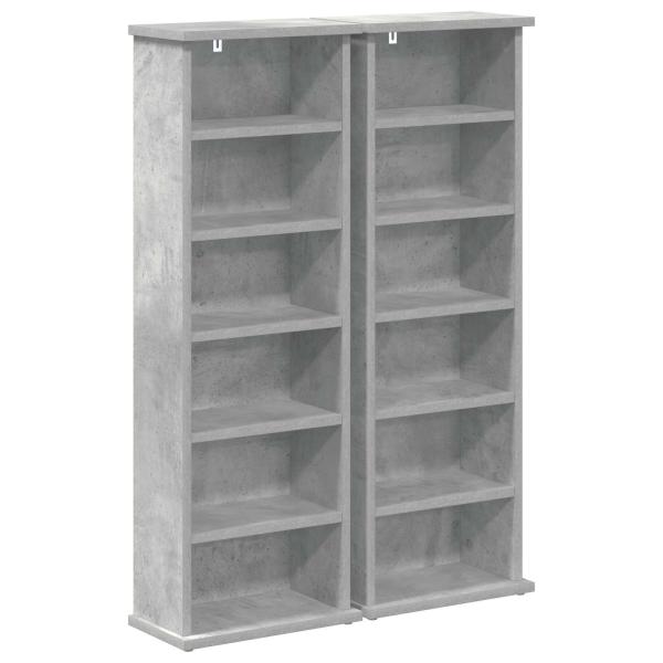 CD Regal 2 Stk. Betongrau 60 x 17 x 92 cm Holzwerkstoff
