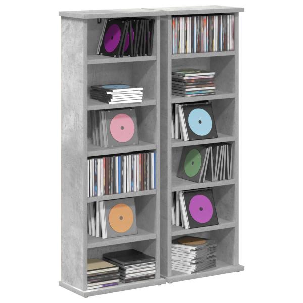 CD Regal 2 Stk. Betongrau 60 x 17 x 92 cm Holzwerkstoff
