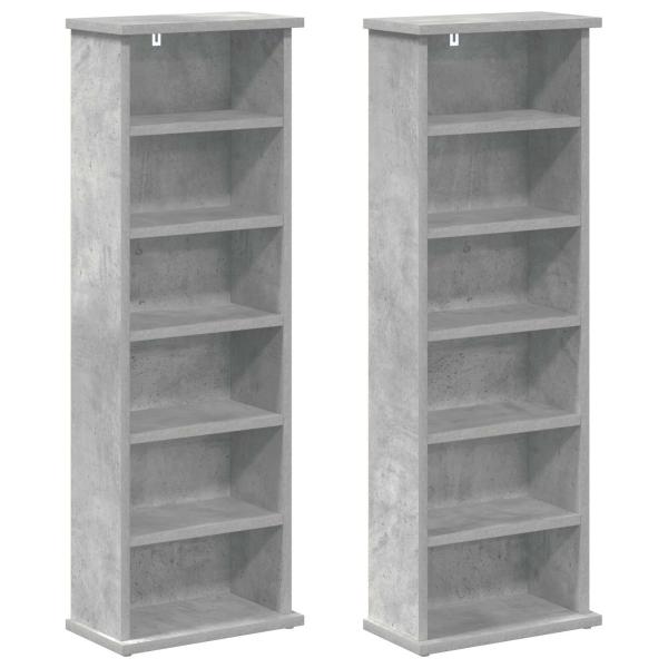 CD Regal 2 Stk. Betongrau 60 x 17 x 92 cm Holzwerkstoff