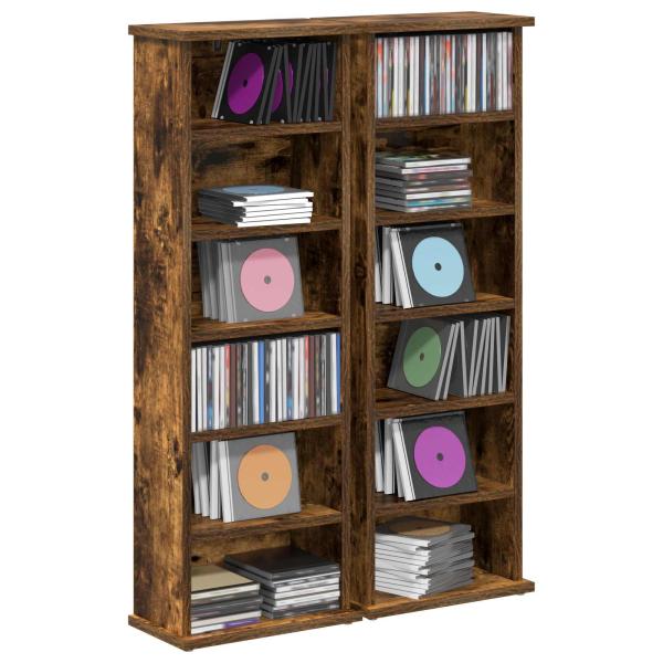 CD Regal 2 Stk. Räuchereiche 60 x 17 x 92 cm Holzwerkstoff