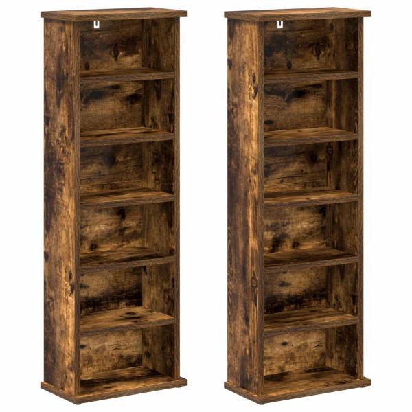 CD Regal 2 Stk. Räuchereiche 60 x 17 x 92 cm Holzwerkstoff