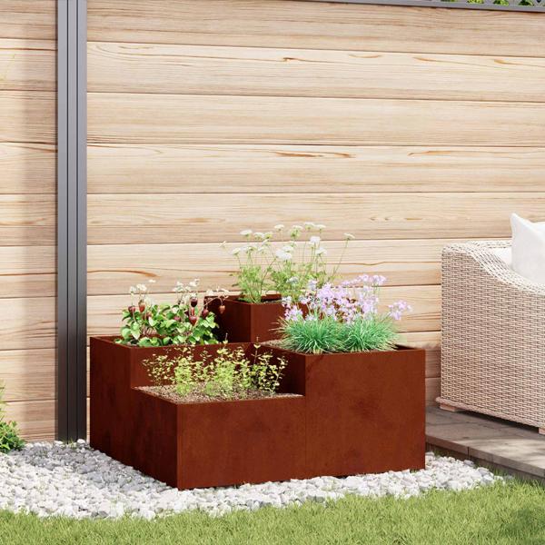ARDEBO.de - Gartenblumentopf Rostig 80 x 80 x 48 cm Wetterfeststahl