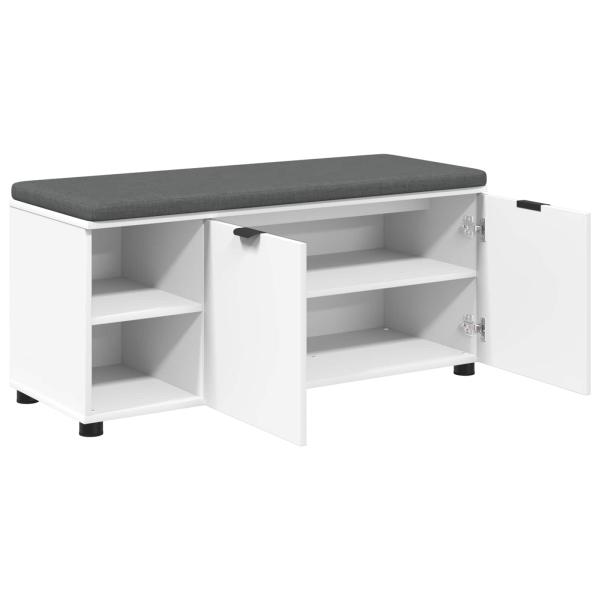 Flurbank mit Kissen mit Regal mit Tür Weiß 100 x 38 x 46 cm