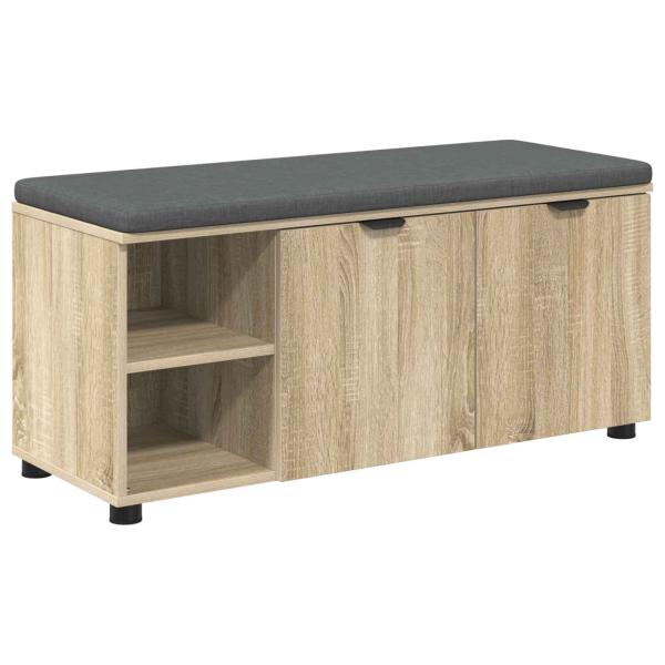 Flurbank mit Kissen mit Regal Sonoma-Eiche 100 x 38 x 46 cm