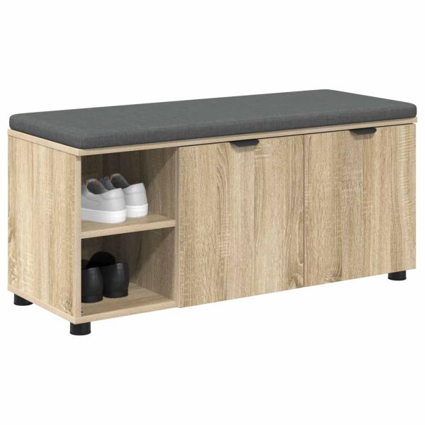 Flurbank mit Kissen mit Regal Sonoma-Eiche 100 x 38 x 46 cm