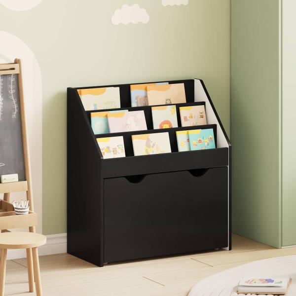 ARDEBO.de - Kinderregal Schwarz 60 x 29,5 x 69 cm Holzwerkstoff