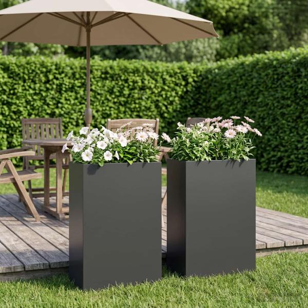 ARDEBO.de - Garten-Pflanzgefäß 2 stk. Schwarz 50 x 20 x 75 cm