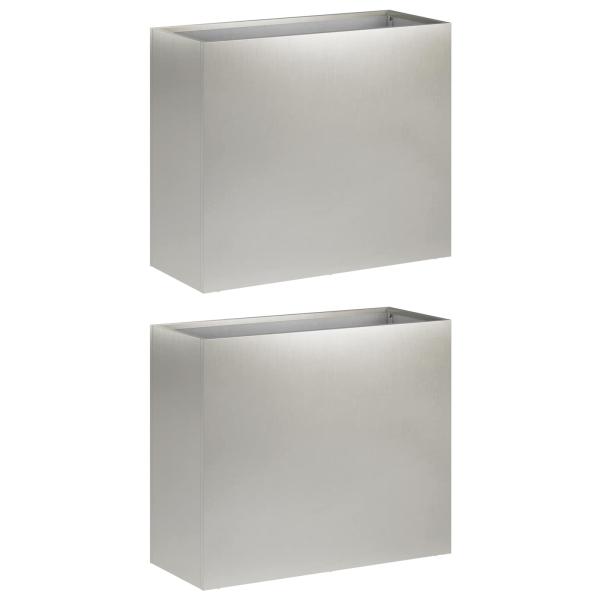 Garten-Pflanzgefäß 2 stk. Silber 50 x 20 x 40 cm Edelstahl