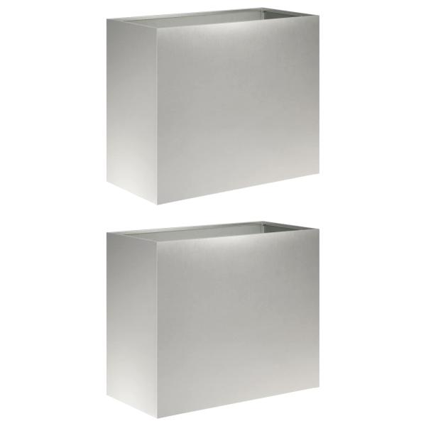 Garten-Pflanzgefäß 2 stk. Silber 60 x 30 x 40 cm Edelstahl