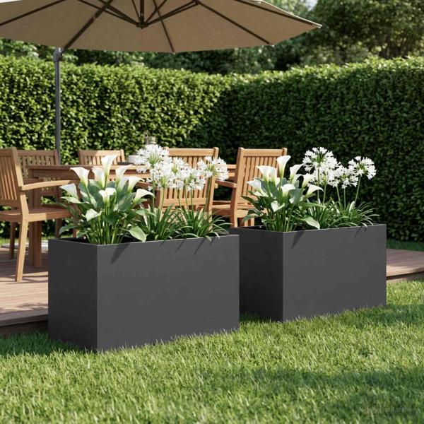 ARDEBO.de - Garten-Pflanzgefäß 2 stk. Schwarz 50 x 40 x 40 cm