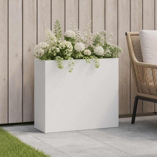 ARDEBO.de - Garten-Pflanzgefäß Weiß 50 x 20 x 40 cm Kaltgewalzter Stahl