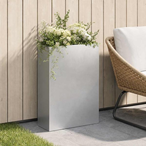 ARDEBO.de - Garten-Pflanzgefäß Silber 40 x 20 x 75 cm Edelstahl