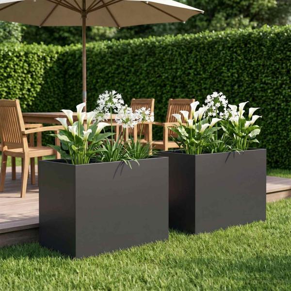 ARDEBO.de - Garten-Pflanzgefäß 2 stk. Schwarz 60 x 40 x 50 cm