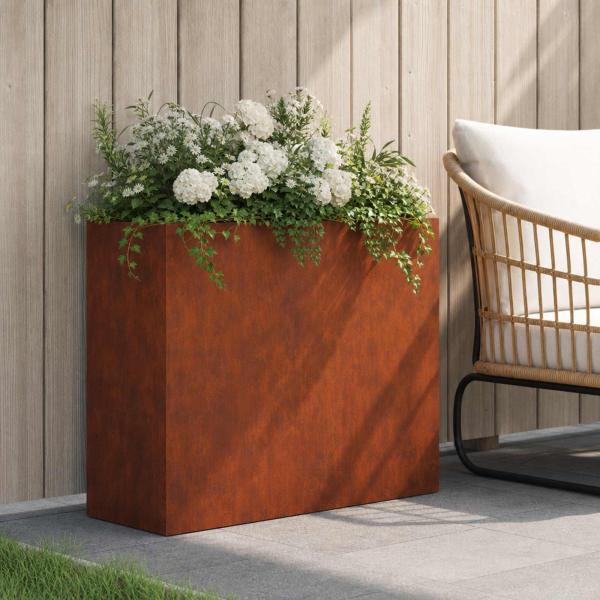 ARDEBO.de - Garten-Pflanzgefäß Rostoptik 50 x 20 x 40 cm Wetterfeststahl