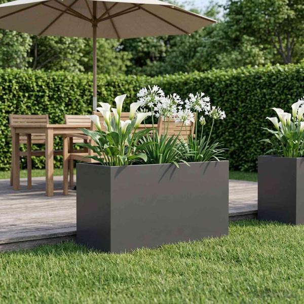 ARDEBO.de - Garten-Pflanzgefäß Schwarz 80 x 50 x 50 cm Kaltgewalzter Stahl