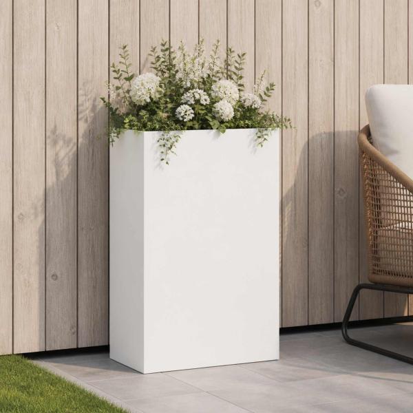 ARDEBO.de - Garten-Pflanzgefäß Weiß 40 x 20 x 75 cm Kaltgewalzter Stahl
